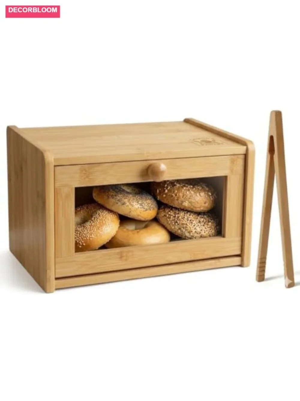 Bamboo Bread Box with Clear View Window for Kitchen Countertop